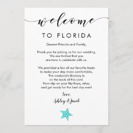 Welkomstbrief en reisroute van Starfish Wedding Programmakaart