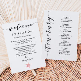 Welkomstbrief en reisroute van Starfish Wedding Programmakaart