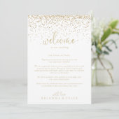 Welkomstbrief Gold Confetti Script Weduwen (Staand voorkant)
