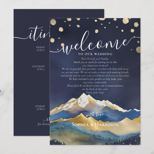 Welkomstbrief Golden Mountain Wedding & reisroute Kaart (Voorkant / Achterkant)