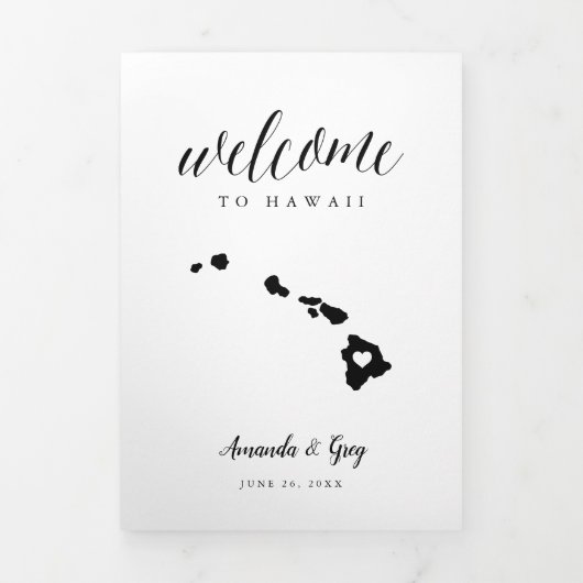 Welkomstbrief Hawaii Wedding & reisroute Drieluik Programma (Cover)
