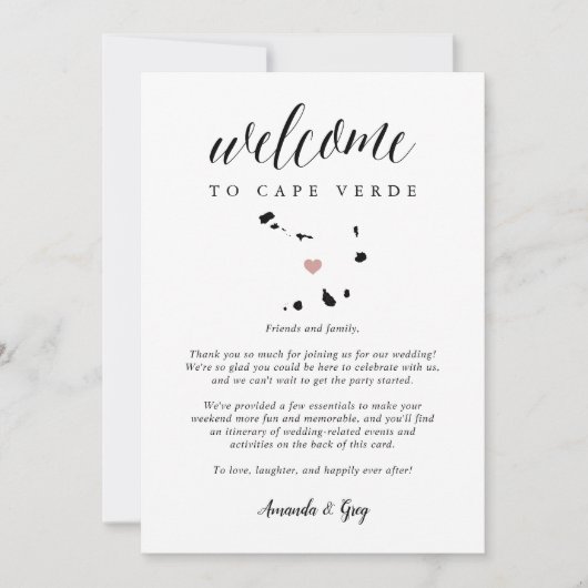 Welkomstbrief Kaapverdische bruiloft en reisroute (Voorkant)