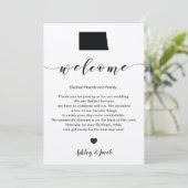 Welkomstbrief over het huwelijk in North Dakota en Programmakaart (Staand voorkant)