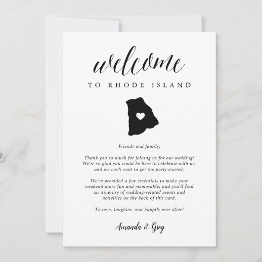 Welkomstbrief Rhode Island Wedding & Itinerary (Voorkant)
