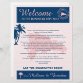 Welkomstbrief roze & Navy Dominicaanse Republiek (Voorkant / Achterkant)