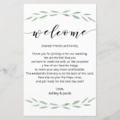 Welkomstbrief Sage Greenery Wedding, reisroute (Voorkant)