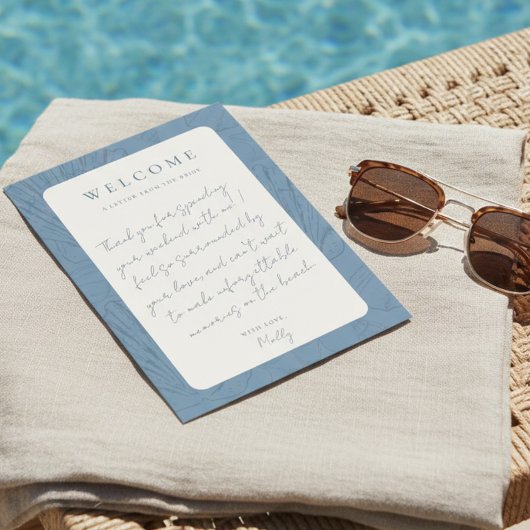Welkomstbrief van de bruid Coastal Bachelorette Kaart