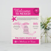 Welkomstbrief van hot-roze ivory Wedding voor Mexi (Staand voorkant)