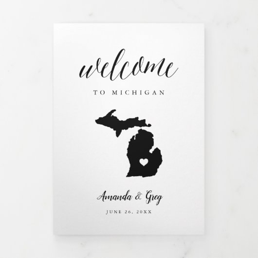 Welkomstbrief van Michigan Wedding & Itinerary Drieluik Programma (Cover)