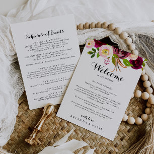 Welkomstbrief van Rustic Blush Bourgundy Wedding