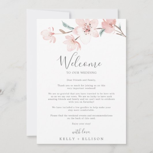 Welkomstbrief van Spring Cherry Blossom & reisrout (Voorkant)