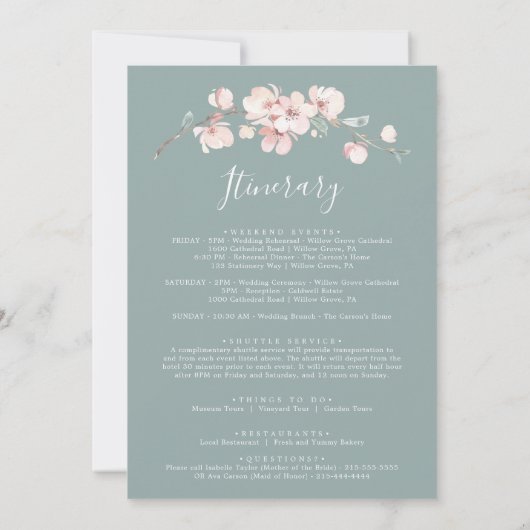 Welkomstbrief van Spring Cherry Blossom & reisrout (Achterkant)