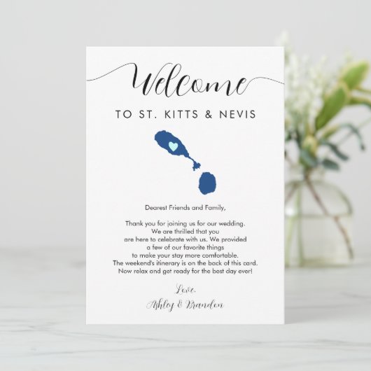 Welkomstbrief van St. Kitts en Nevis Wedding (Staand voorkant)