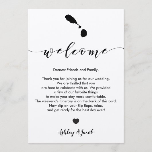 Welkomstbrief van St. Kitts en Nevis Wedding Programmakaart (Voorkant)