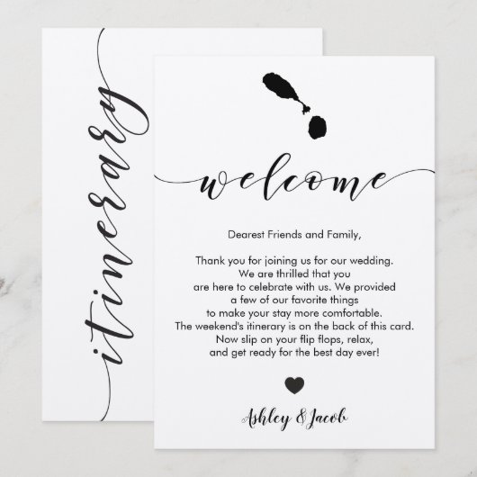 Welkomstbrief van St. Kitts en Nevis Wedding Programmakaart (Voorkant / Achterkant)