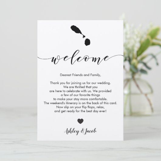 Welkomstbrief van St. Kitts en Nevis Wedding Programmakaart (Staand voorkant)