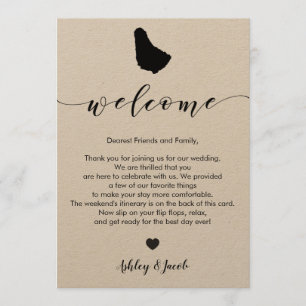 Welkomstbrief voor Barbados Wedding & Reisroute Programmakaart