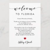 Welkomstbrief voor bruiloft en weekendreiskaart programmakaart (Voorkant)