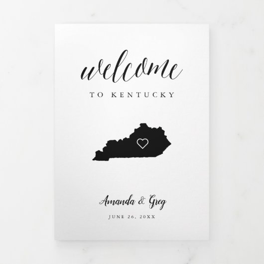 Welkomstbrief voor bruiloft Kentucky & reisroute Drieluik Programma (Cover)