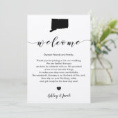 Welkomstbrief voor Connecticut Wedding en reisrout Programmakaart (Staand voorkant)