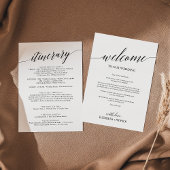 Welkomstbrief voor elegant Black Wedding en reisro