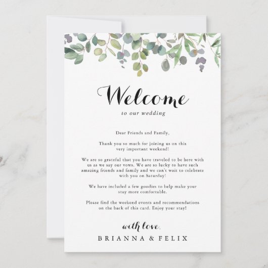Welkomstbrief voor Eucalyptus Foliage Delight Wedd (Voorkant)