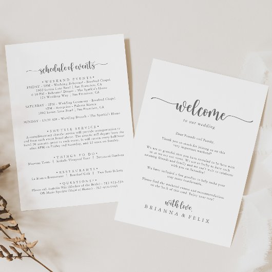 Welkomstbrief voor kalligrafie Silver Wedding
