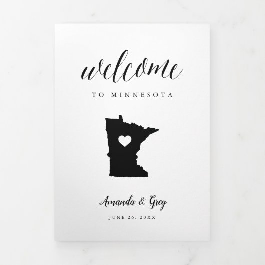 Welkomstbrief voor Minnesota Wedding & reisroute Drieluik Programma (Cover)