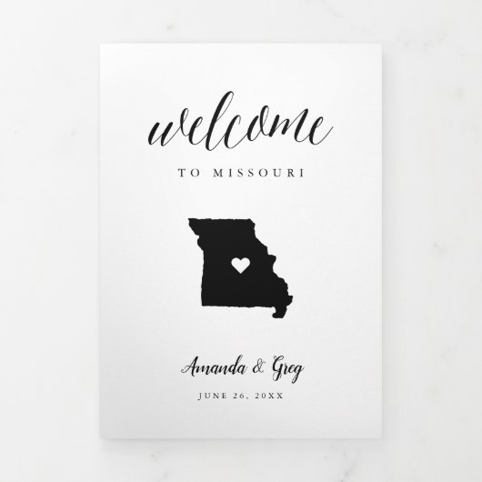 Welkomstbrief voor Missouri Wedding & Reisroute Drieluik Programma (Cover)