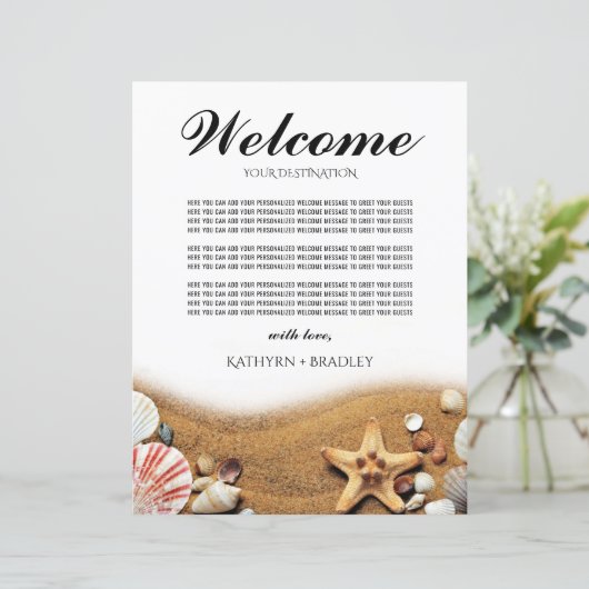 Welkomstbrief voor Starfish Beach Destination Welc (Staand voorkant)