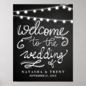 Welkomstbruiloft Koord Lights Chalkboard Wedding Poster (Voorkant)