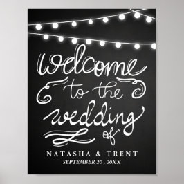 Welkomstbruiloft Koord Lights Chalkboard Wedding Poster