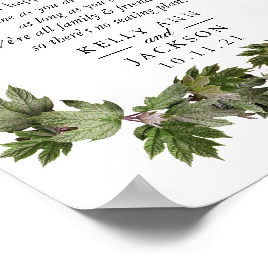 Welkomstbruiloft - Trendy Green Leaf Swags Poster (Hoek)