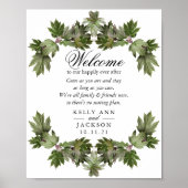 Welkomstbruiloft - Trendy Green Leaf Swags Poster (Voorkant)