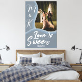 Welkomstbruiloft van de Waterverf Dusty Blue Gold Canvas Afdruk (Insitu (Slaapkamer))