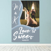 Welkomstbruiloft van de Waterverf Dusty Blue Gold Canvas Afdruk (Insitu (Houten vloer))