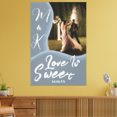 Welkomstbruiloft van de Waterverf Dusty Blue Gold Canvas Afdruk (Insitu (Woonkamer))