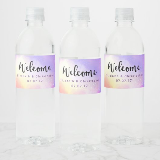 Welkomstbruiloft voor Cool Surreal Waterverf Desig Waterfles Etiket (Flessen)
