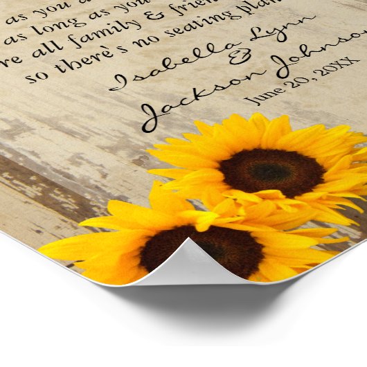 Welkomstbruiloft - Zonnebloem Poster (Hoek)