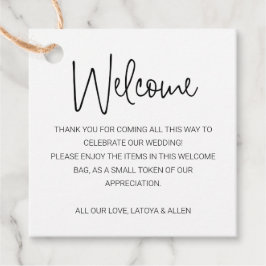 Welkomstcadeau voor handschriftenbruiloft bedankjes labels