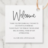 Welkomstcadeau voor handschriftenbruiloft bedankjes labels (Achterkant)