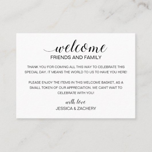 Welkomstcadeau voor moderne bruiloft plaatskaartje (Voorkant)