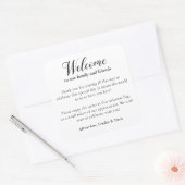 Welkomstcadeau voor moderne bruiloft vierkante sticker (Envelop)