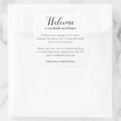 Welkomstcadeau voor moderne bruiloft vierkante sticker (Tas)