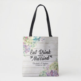Welkomstcadeaus voor bruiloft Succulents Rustic Wo Tote Bag