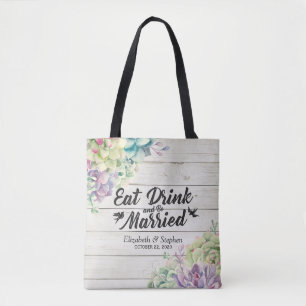 Welkomstcadeaus voor bruiloft Succulents Rustic Wo Tote Bag