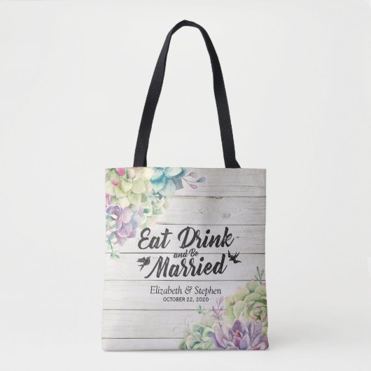 Welkomstcadeaus voor bruiloft Succulents Rustic Wo Tote Bag (Voorkant)