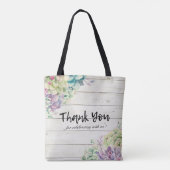 Welkomstcadeaus voor bruiloft Succulents Rustic Wo Tote Bag (Achterkant)