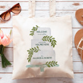 WelkomstCanvas tas voor bruiloft met Cake Illustra