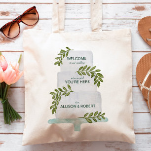 WelkomstCanvas tas voor bruiloft met Cake Illustra